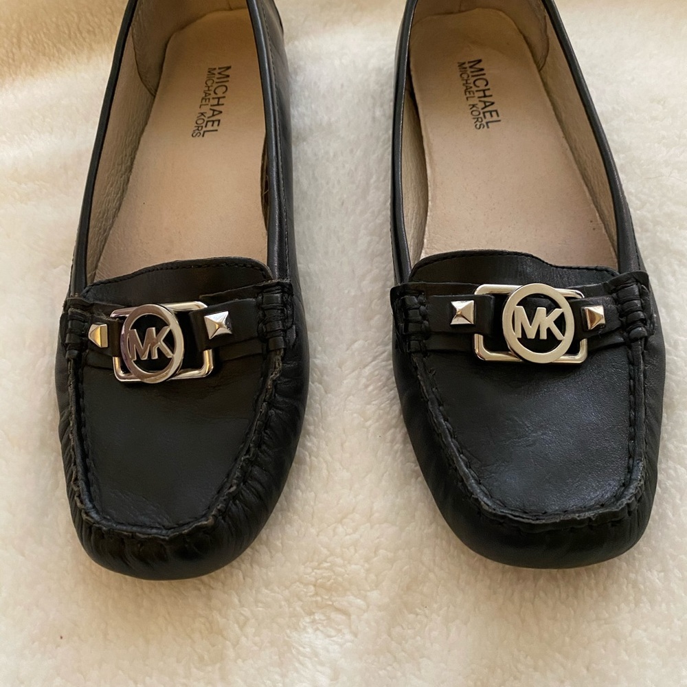 Michael Kors Black Leather Loafers Flats